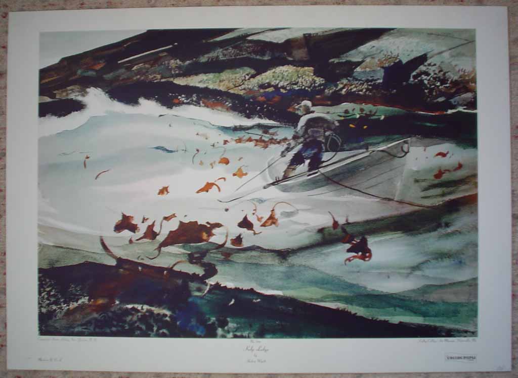 Kelp Ledge by Andrew Wyeth, shown with full margins - collectible collotype reproduction vintage fine art print