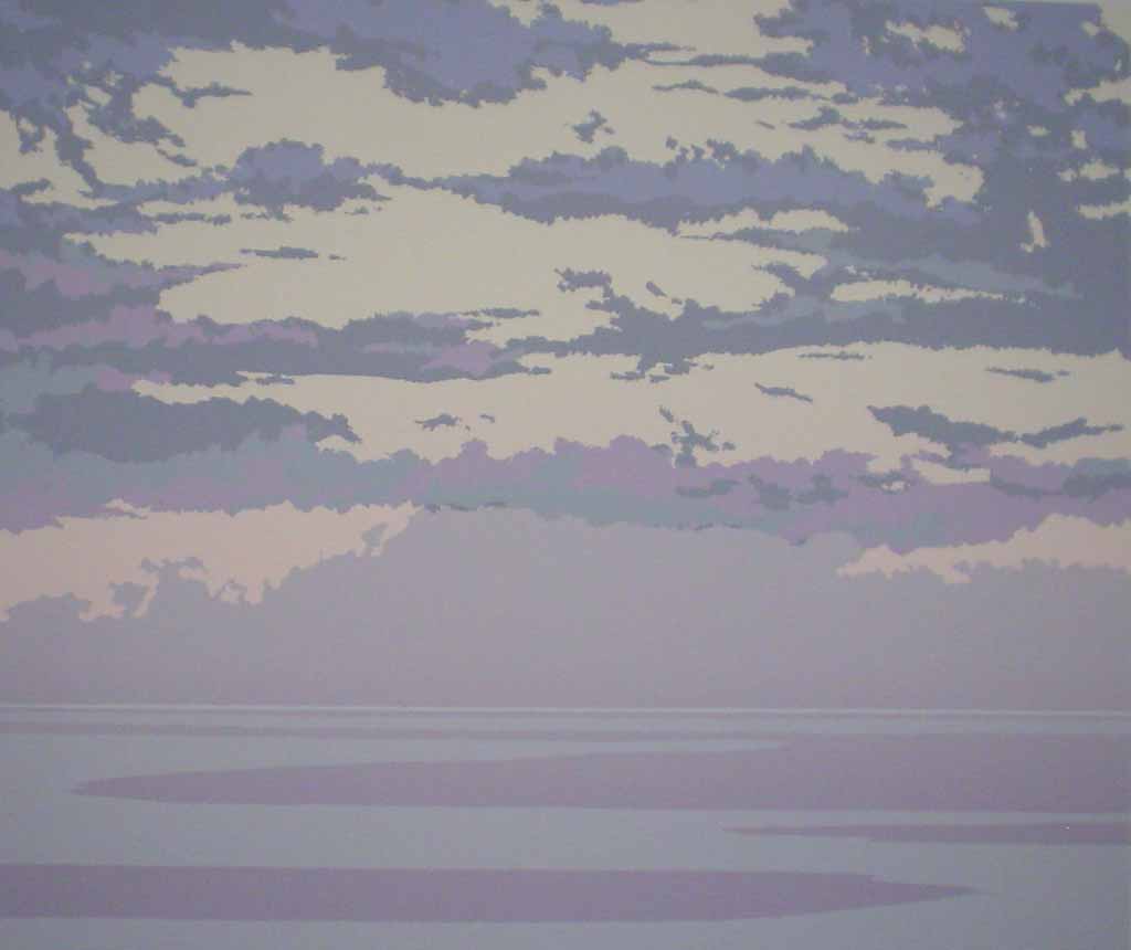 Pacific Sunset by Leyda Campbell - original screenprint/silkscreen limited edition fine art print, signed, titled and numbered 6/197 by artist