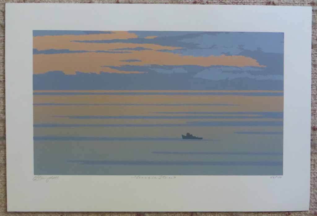 Georgia Strait by Leyda Campbell, shown with full margins - original screenprint/silkscreen limited edition fine art print, signed, titled and numbered 56/100 by artist