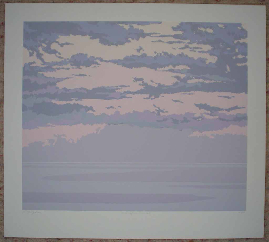 Pacific Sunset by Leyda Campbell, shown with full margins - original screenprint/silkscreen limited edition fine art print, signed, titled and numbered 87/198 by artist
