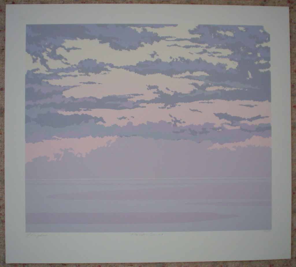 Pacific Sunset by Leyda Campbell, shown with full margins - original screenprint/silkscreen limited edition fine art print, signed, titled and numbered 88/198 by artist