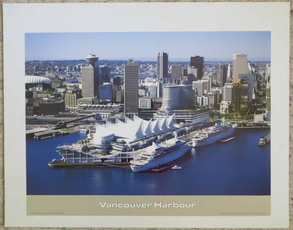 Vancouver Harbour June 24 1989 by Uwe Meyer, photographer, shown with full margins - offset lithograph vintage fine art poster, mounted on rigid board