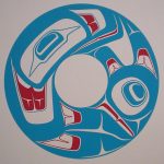 Sea Monster by Robert Davidson, Haida Northwest Coast Canadian Native - vintage 1976 original print limited edition serigraph/silkscreen - under image in pencil by artist: signed Robert Davidson, dated '76, titled Sea Monster, numbered 191/208 - sheet size 14.5x14.5 inches/ 37x37 cm (KerrisdaleGallery.com)