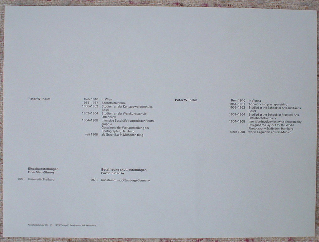 Target Arrows On Green Abstract (untitled) by Peter Wilhelm, to show accompanying Artist Biography - from "Künstlerkalendar '75" , an oversized calendar featuring original serigraphs from 13 European artists, © 1975 Verlag F. Bruckmann KG, München (Bruckmann Publishing, Munich)