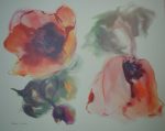 "Red Poppies", in German: "Mohn" by Klaus Meyer Gasters - vintage 1970's/1980's offset lithograph reproduction watercolour collectible fine art print (size approx. 15 x 18.5 inches/ ca. 38 x 47 cm) - KerrisdaleGallery.com