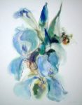 "Blue Iris" by Klaus Meyer Gasters - vintage 1970's/1980's offset lithograph reproduction watercolour collectible fine art print (size approx. 15 x 18.5 inches/ ca 38 x 47 cm) - KerrisdaleGallery