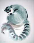 "Ring-Tailed Lemur Primate", in German: "Katta" by Klaus Meyer Gasters - vintage 1970's/1980's offset lithograph reproduction watercolour collectible fine art print (size approx. 15 x 18.5 inches/ ca 38 x 47 cm) - KerrisdaleGallery.com