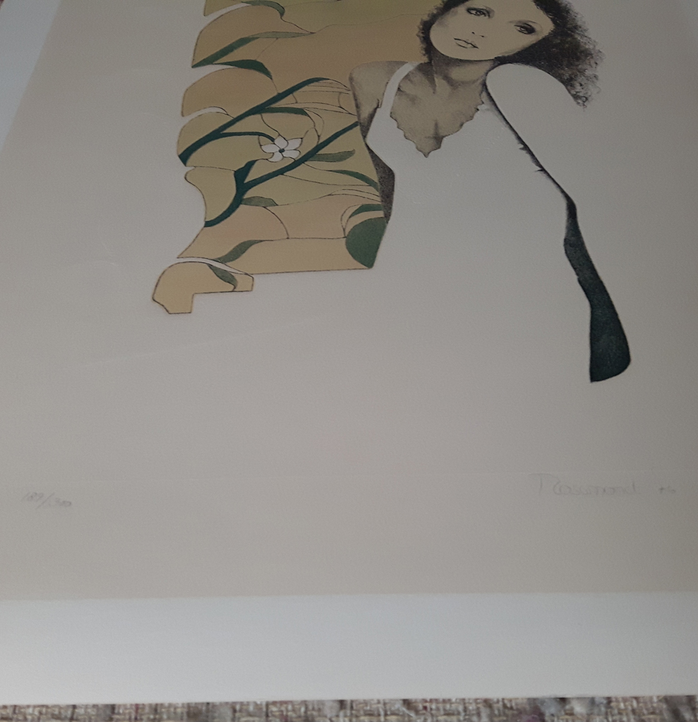 KerrisdaleGallery.com - "Tristesse" by Christine Rosamond, embossed original lithograph, limited edition, numbered 189/350, titled, dated and signed by artist, detail to show embossing in image, edition number and artist signature - Stock ID#CR850lv-sntd-c