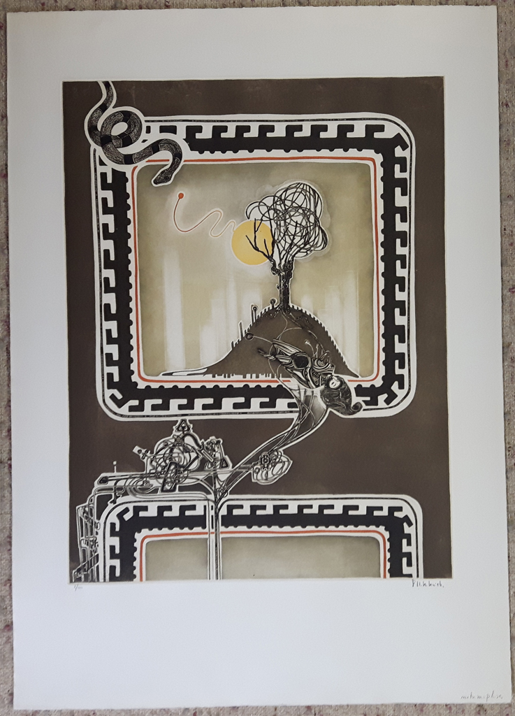 KerrisdaleGallery.com - Stock ID#HF152ev-snt - "Metamorphoses" by Francis Hebbelinck, shown with full margins - original etching, limited edition of 150 - numbered 2/150, titled and signed in pencil by artist