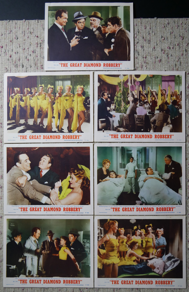 KerrisdaleGallery.com - Stock ID#MPLCx7DIA53ph - "The Great Diamond Robbery" (1953, MGM, USA, NSS#53/486)- Original Vintage Movie Poster Lobby Cards, Set of 7 - full view - Comedy starring Red Skelton. Directed by Robert Z. Leonard.