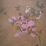 KerrisdaleGallery.com - Stock ID#AS664ps "Cherry Blossoms and Wild Roses" by Yun Shou-p'ing (detail of "One Hundred Flowers" handscroll) - collectible vintage offset lithograph fine art reproduction published by New York Graphic Society, printed in Italy