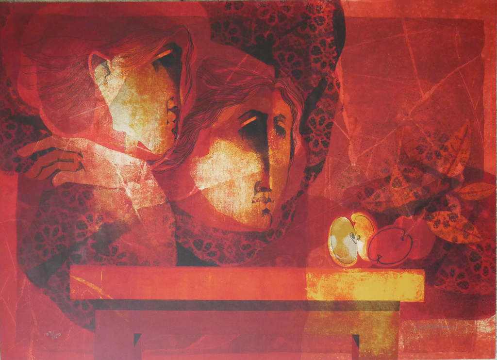 KerrisdaleGallery.com - Stock ID#SA109lh-sn - "La Table Orange" by Alvar Sunol Munoz-Ramos - original lithograph, signed by artist and numbered 109/150