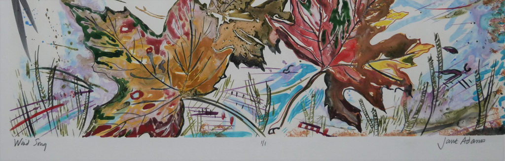 KerrisdaleGallery.com - Stock ID#AJ011lh-snt - "Wind Song" by Jane Adams, detail to show edition, title and artist signature - original lithograph, numbered 1/1
