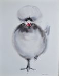 KerrisdaleGallery.com - Stock ID#mg035ph - "White Crowned Chicken" by Klaus Meyer-Gasters - vintage offset lithograph art print. Printed in Germany 1970s-1980s.