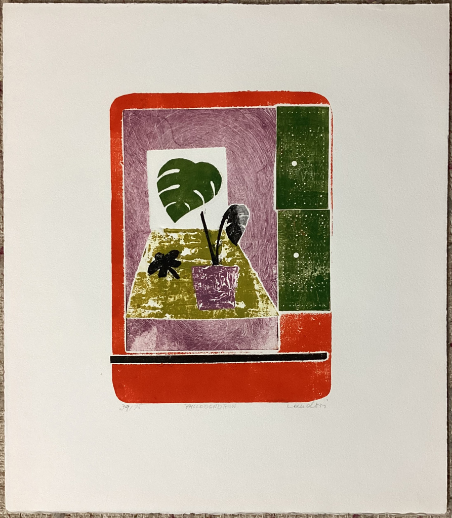 "Philodendron" by Eva Landori - original hand-coloured etching from the 1972 Portfolio "Gravures", published in Montreal - limited edition, number 39/75 - KerrisdaleGallery.com - Stock ID#LE702ev-snt-Px6