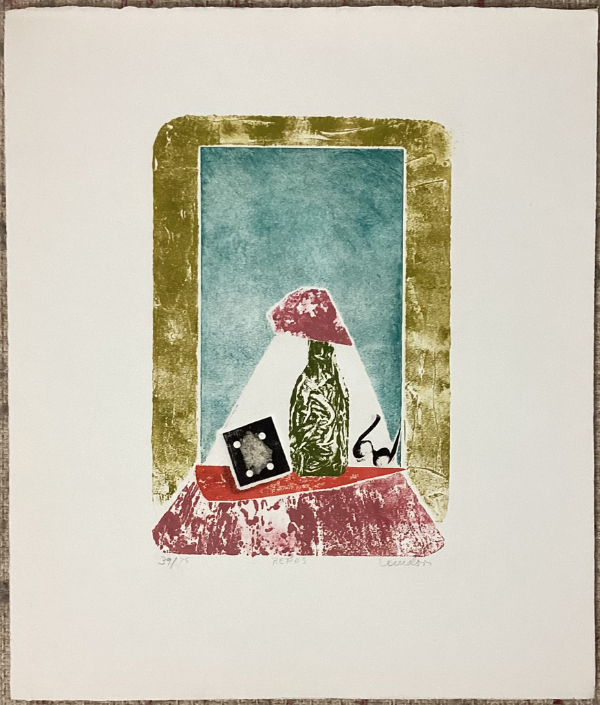 "Repos" by Eva Landori - original hand-coloured etching from the 1972 Portfolio "Gravures", published in Montreal - limited edition, number 39/75 - KerrisdaleGallery.com - Stock ID#LE702ev-snt-Px6