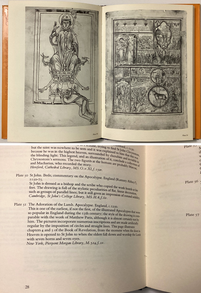 Medieval Drawings by M.W. Evans - Hardcover book 1969 First Edition in dustcover - example of content, plates 50 & 51 with accompanying text (available from KerrisdaleGallery.com - Stock ID#EVA169bv)