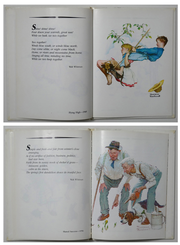 The Four Seasons by Norman Rockwell (illustrations), various American poets (Bryant, Emerson, Longfellow, Lowell, Thoreau, Walden, Whitman, Whittier: accompanying text) - Gallery Books, NY 1984 boxed set of four Hardcover books ISBN 10:0831764163 - composite view to show examples of content in Spring - (available from KerrisdaleGallery.com, Stock ID#ROC184bv)
