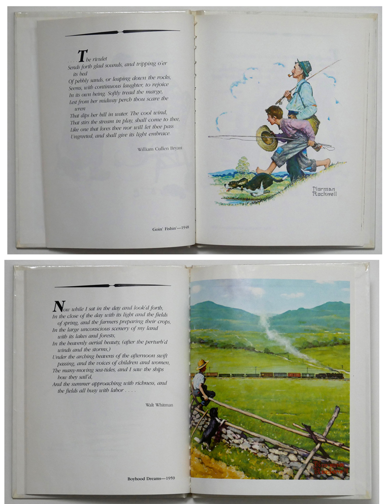 The Four Seasons by Norman Rockwell (illustrations), various American poets (Bryant, Emerson, Longfellow, Lowell, Thoreau, Walden, Whitman, Whittier: accompanying text) - Gallery Books, NY 1984 boxed set of four Hardcover books ISBN 10:0831764163 - composite view to show examples of content in Summer - (available from KerrisdaleGallery.com, Stock ID#ROC184bv)