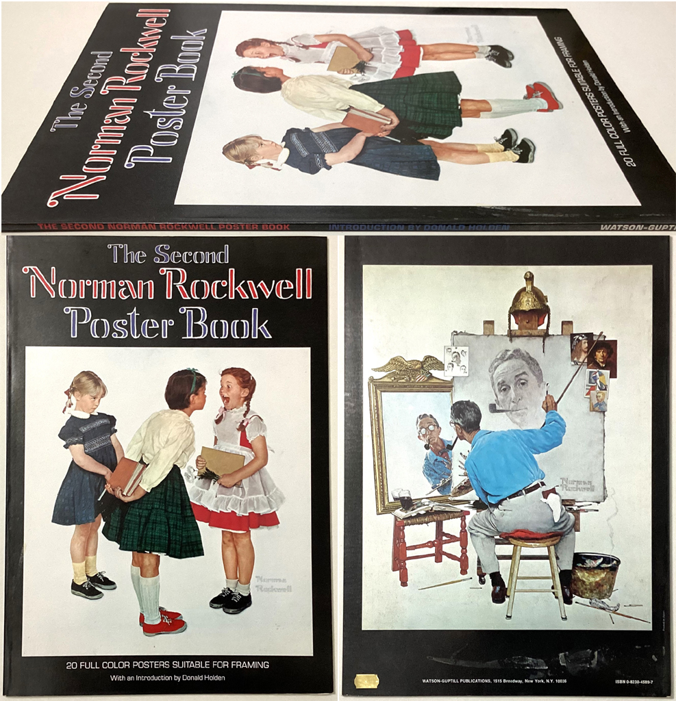 The Second Norman Rockwell Poster Book by Norman Rockwell (illustrations), Donald Holden (introduction) - Watson Guptill Publications, New York, 1977 Softcover oversized book ISBN 10:0823045897 - composite view to show front and back covers and spine (available from KerrisdaleGallery.com, Stock ID#ROC277bv)