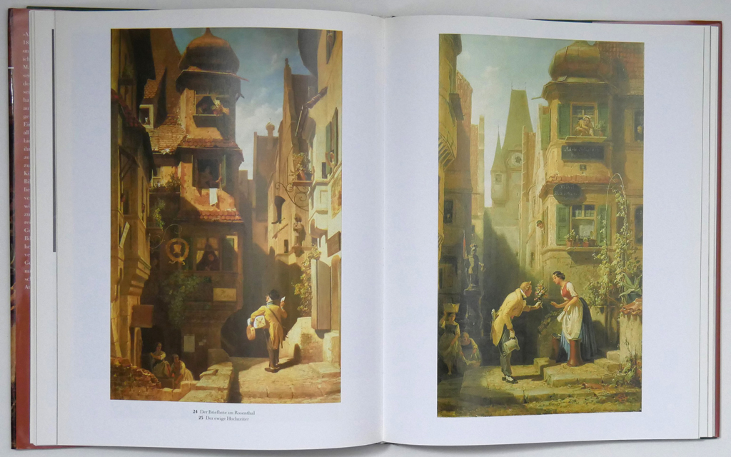 Spitzweg by Lisa Schirmer (text), Carl Spitzweg (illustrations) - E.A. Seemann Verlag, Leipzig 1991 Hardcover book in dustjacket, in German ISBN 10:3363005156 - page view to show examples of content: Plate 24 Der Briefbote im Rosenthal, Plate 25 Der ewiger Hochzeiter (available from KerrisdaleGallery.com, Stock ID#SPI191bv)