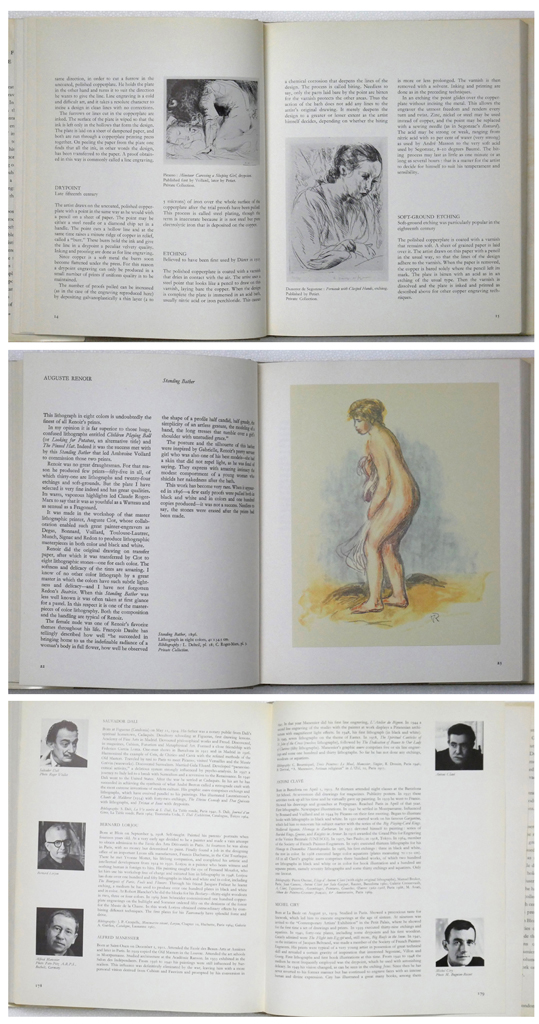French Prints Of The 20th Century by Roger Passeron (text) and 40 Artists (illustrations) - Praeger Publishers Inc USA, 1970 Hardcover book in dustjacket - composite photo to show content includes text introduction to types of engravings, followed by art plates with text to guide our attention, followed by biographies of 40 major artists. (available from KerrisdaleGallery.com, Stock ID#PAS170bv)