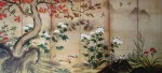 "Flowers and Birds" by Genga - offset lithograph reproduction vintage 1978 fine art print