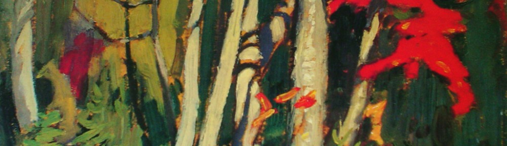 Black Birch And Maple, Algoma by Lawren Stewart Harris, Group of Seven - offset lithograph reproduction vintage fine art print