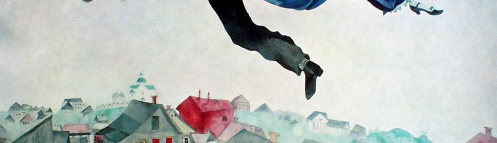 Lovers Above Town by Marc Chagall - offset lithograph fine art print