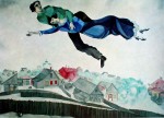 Lovers Above Town by Marc Chagall - offset lithograph fine art print
