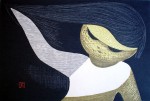 Gentle Breeze by Kaoru Kawano - original woodcut