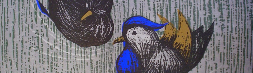 Quiet Couple by Kaoru Kawano - original woodcut