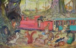 Catching The Train by Molly Brett - offset lithograph fine art print