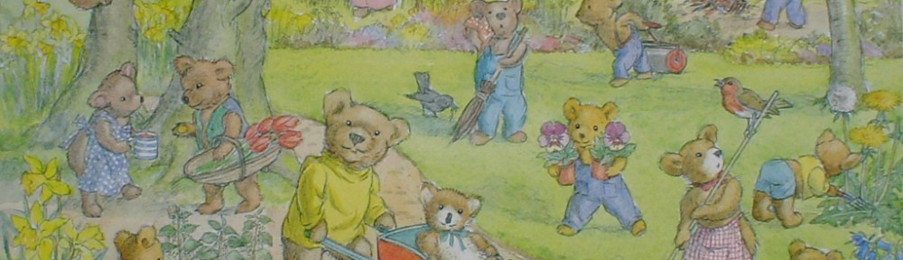 Teddy Bear Garden by Molly Brett - offset lithograph fine art print