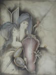 Dreamscape Women Pocket Watch by Ruediger Brassel - original etching, signed and numbered as "Muster" ("Sample")
