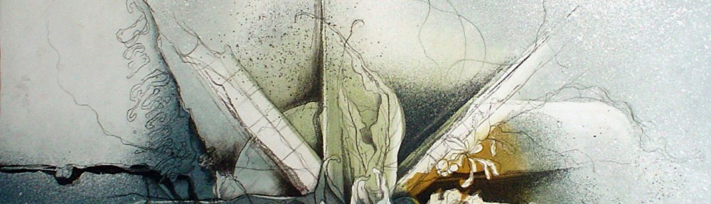 Blue Flower Autumn Colours by Ruediger Brassel - original etching, signed and numbered 75/ 99