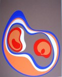 Rounded Blue Orange '71 (untitled) by Hendrikus Bervoets - original silkscreen, artist-signed, numbered 14/ 60, dated 1971 (KerrisdaleGallery.com)