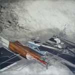 Brown Blue Red '85 by Jung, - original etching, signed and numbered 25/ 95