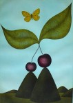 Double Cherry Butterfly by Volker Kuehn - original etching, signed and numbered 175/ 300