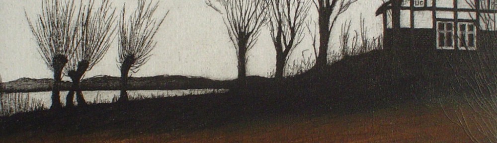 Birds Trees Farm House by Udo Nolte - original etching, signed and numbered 130/ 150