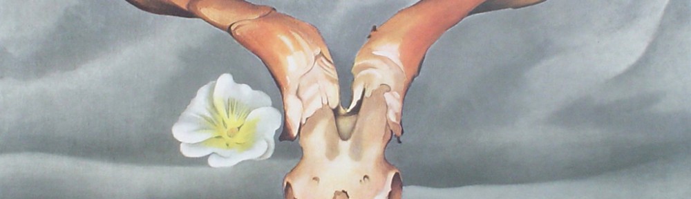 Ram's Head White Hollyhock And Little Hills by Georgia O'Keeffe - offset lithograph fine art print