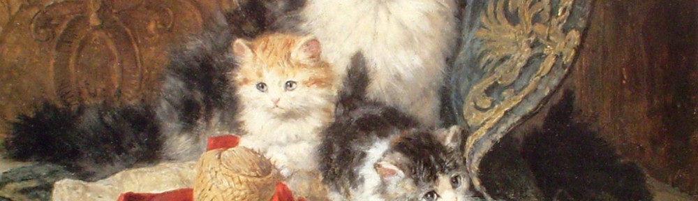 A Cat With Her Three Kittens by Henriette Ronner-Knip - offset lithograph fine art print