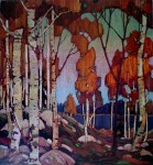 Decorative Landscape, Birches by Tom Thomson, Group of Seven - offset lithograph reproduction vintage fine art print