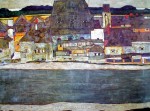 Houses On A River / Häuser Am Fluss by Egon Schiele - offset lithograph fine art poster print