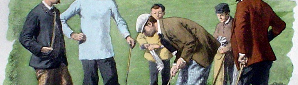 Spring Golfing Scene: Leg Wrappings by A.B. (Arthur Burdett) Frost - offset lithograph fine art print