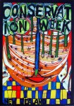 Conservation Week New Zealand by Friedrich Hundertwasser - offset lithograph with metal foil insets fine art poster print