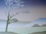 Purple Sky Harbour by Key, local BC artist - offset lithograph fine art print