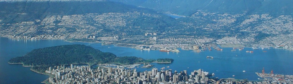 Vancouver, Canada, 1995 by Uwe Meyer - aerial photograph offset lithograph fine art poster print