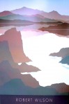 Cliffs And Lake by Robert Wilson, diptich Left side - offset lithograph fine art poster print
