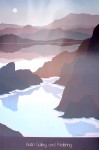 Cliffs And Lake by Robert Wilson, diptich Right side, Austin Gallery and Publishing - offset lithograph fine art poster print